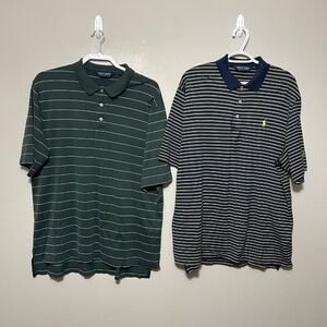 Polo Golf Ralph Lauren Men's Shirts L Striped Short Sleeve Polo Set of 2 Bundle
